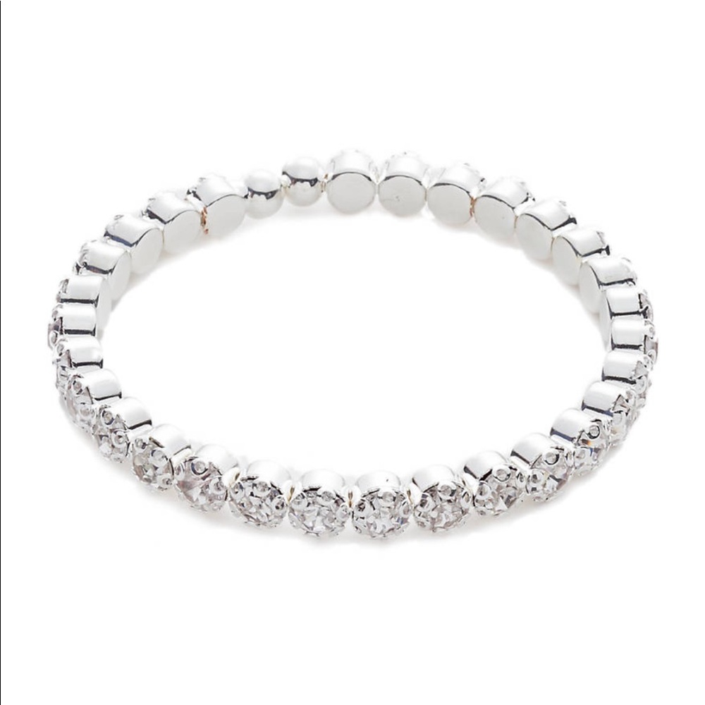 BELK Polished Silver Tone Slip On Crystal Cuff Bracelet NWT